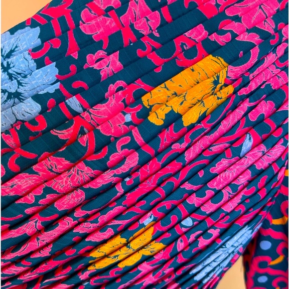 DIANE FREIS Beautiful Vtg 90’s Classic Floral Geometric Dress Fringe Tie Sz 12 - Picture 14 of 15